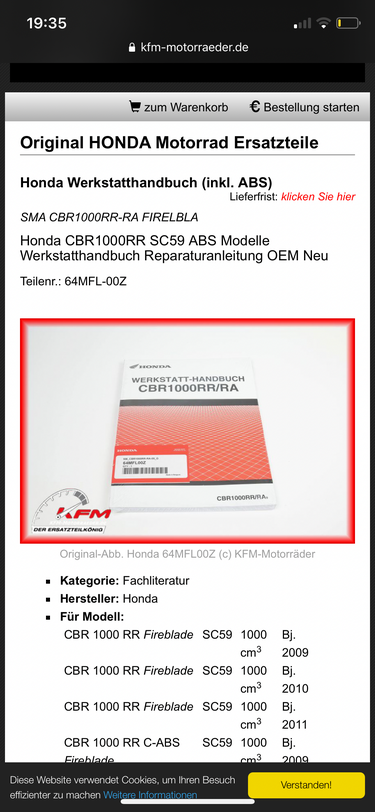 NEU original Honda CBR 1000 RR SC77 Werkstatthandbuch deutsch Modell 2017